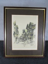 Vintage Framed Marjorie C Bates Chester Art Print Of Upper Bridge Street
