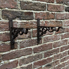 2 x Hanging Basket Brackets Cast Iron Garden Wall Hooks Plant Hanger (20cm)