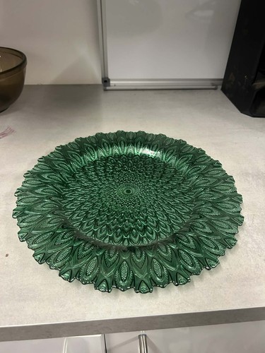 Green glass peacock design - green,