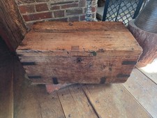Antique Handcrafted Solid Wood Trunk Metal Bound Timber