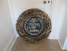Large Round Driftwood  Christmas sign. 80cm. Handmade. Or re use for  Mirror..?