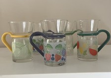 Inspiration Set Of 5 Tea /Coffee Glasses - 4 Designs- Glass - Plastic Handles