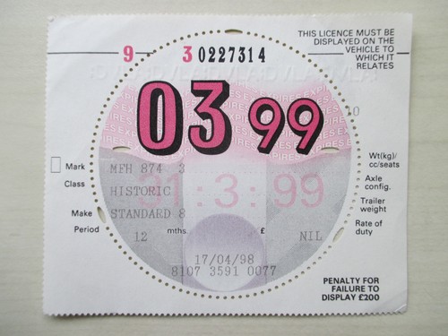 Tax disc old vintage - -,