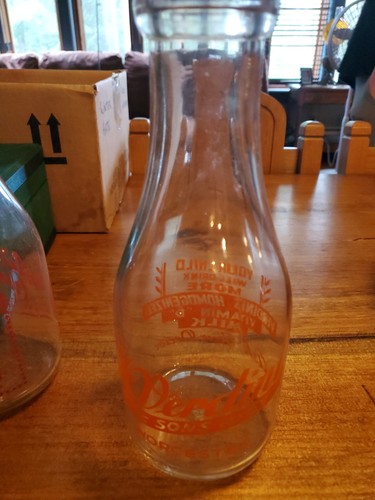 Vintage quart milk bottle h - vintage,