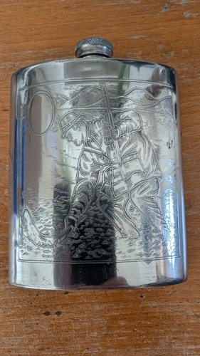 Vintage pewter fishing pocket - pewter,