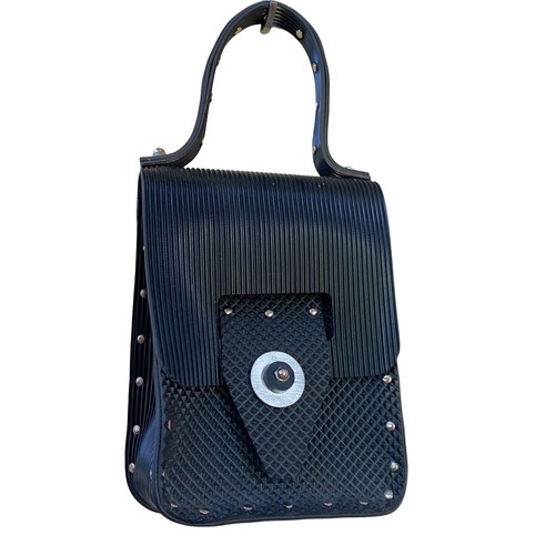 Upcycled tire tube bag black - tire,