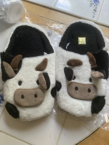 New furry cow - new, slippers