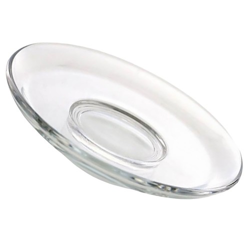 Clear glass saucer round - glass,