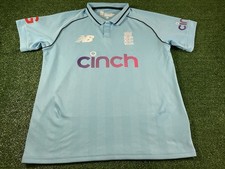 England Cricket 2021 ODI Shirt - New Balance Size S - Light Blue Short Sleeved 