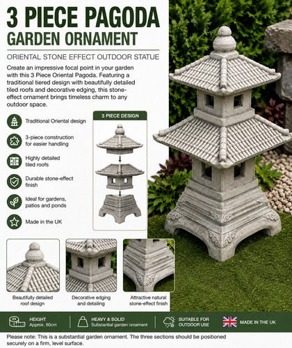 Piece pagoda garden ornament - 3,