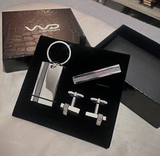 WD London Mens Cuff links Gift Set Tie Slide Keyring Engraveable