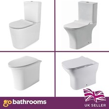 Ceramic Rimless Toilet Close Coupled Back To Wall & Soft Close Toilet Seat