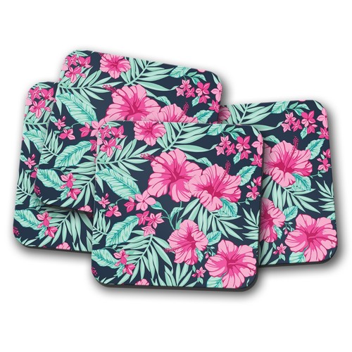 Set pink hibiscus flowers - 4,