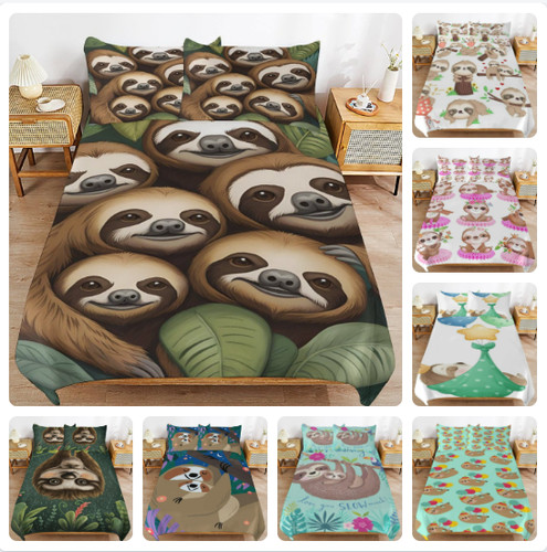 Cozy sloth print duvet - sloth,