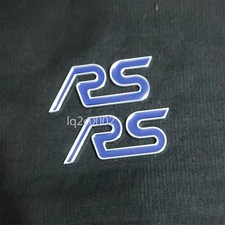 2x Chrome Blue Silver RS Metal