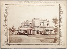 ANTIQUE ALBUMEN PHOTO INDIA VILLA CAPT BALDWIN VICTORIAN RAJ ERA HORSE CARRIAGE