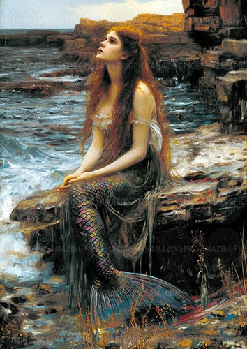 Romantic mermaid art - romantic, print