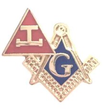 Royal Arch Triple Tau & Masonic Crest Freemason Enamel Lapel Pin Badge