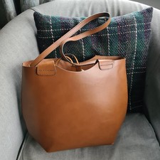 Zara Buffalo Leather Tote Shoulder Bag Large Tan Brown Handbag