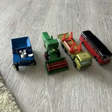 Vintage MatchBox Combine Harvester, Transporter, London Bus, Britains Dumper.