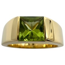Vintage Cartier Vivid Green Peridot 18k Yellow Gold Tank Band Solo Band Ring