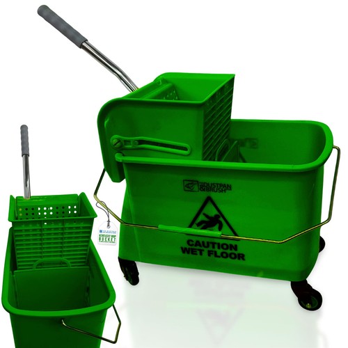 Mop bucket with wringer green - mop,