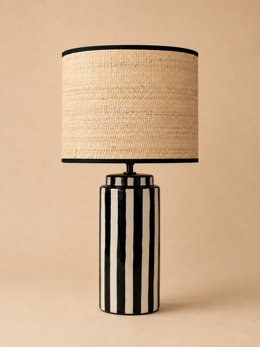 Beige ceramic table lamp - ceramic,