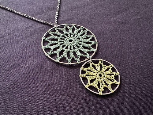 Handmade green crochet pendant - handmade,