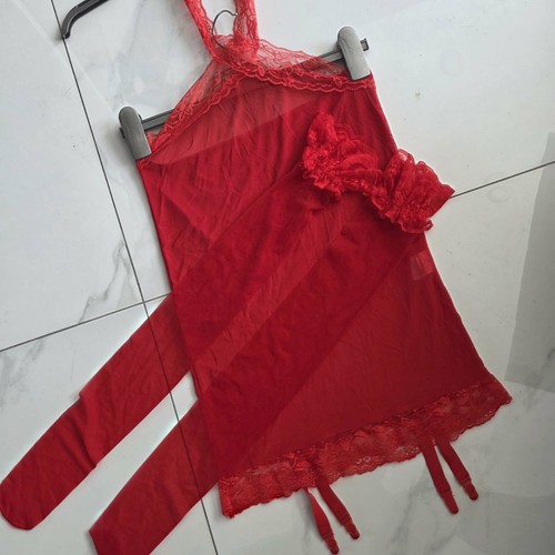 Womans ladies red sheer body - red,