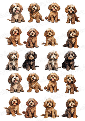 Cockapoo dog cake topper party - topper,