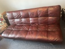 Burgundy Leatherette 3 Seater Click Clack Sofa Bed Settee