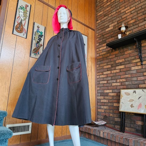 Vtg 70s goth - riding, hood