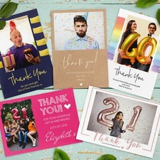 Personalised Photo Birthday Thank You Cards - All ages 18th, 21st, 30th,(H7) 
