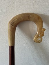 Carved Rams Horn Walking Stick