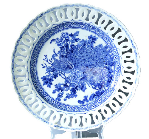 Japanese porcelain plate blue - porcelain,