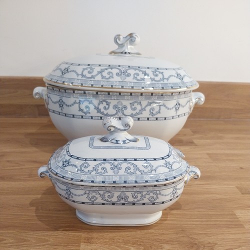 Set blue white tureen - blue, veg