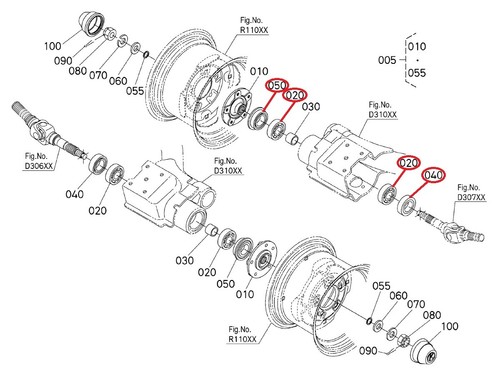 Rear wheel bearing - kit, (one