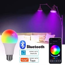 E27 LED Smart Bulb RGB Tuya Lamp Bluetooth APP Control Dimmable Light Bulb 15W