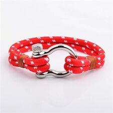 SCREW ANCHOR SHACKLE NAUTICAL RED LOVERS ROPE BRACELET