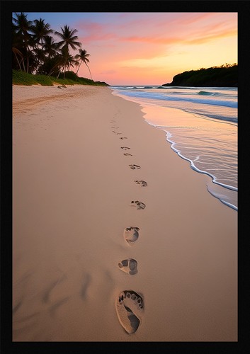 Modern tropical beach framed - tropical,
