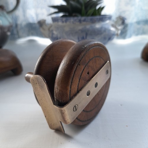 Vintage wooden fishing - wooden, reel