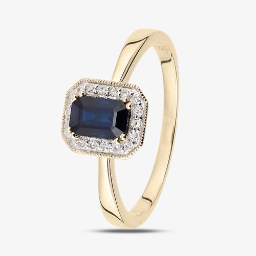 9ct yellow gold - 9ct, sapphire
