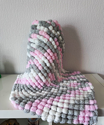 Baby blanket grey - pink, white