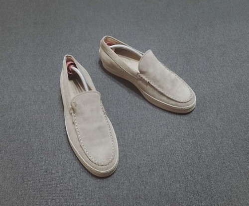 Men tods loafers - beige, leather