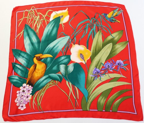 Red tropical birds - birds, scarf