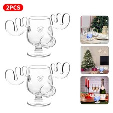 2Pcs National Lampoon's Christmas Vacation Moose Mug 8 Ounce Glass Clear New UK