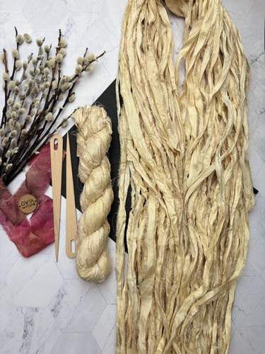 100g undyed recycled sari - sari, silk