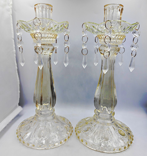 Pair vintage clear pressed