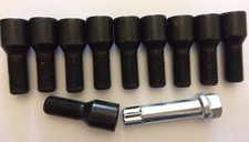 10 X BLACK TUNER + KEY 53mm LONG 28mm M12X1.5 THREAD WHEEL BOLTS MERCEDES 66.6 