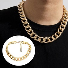 8MM Wide Chunky Oval Neck Chain Cuban Curb Link Men Women Gold Fashion Necklace